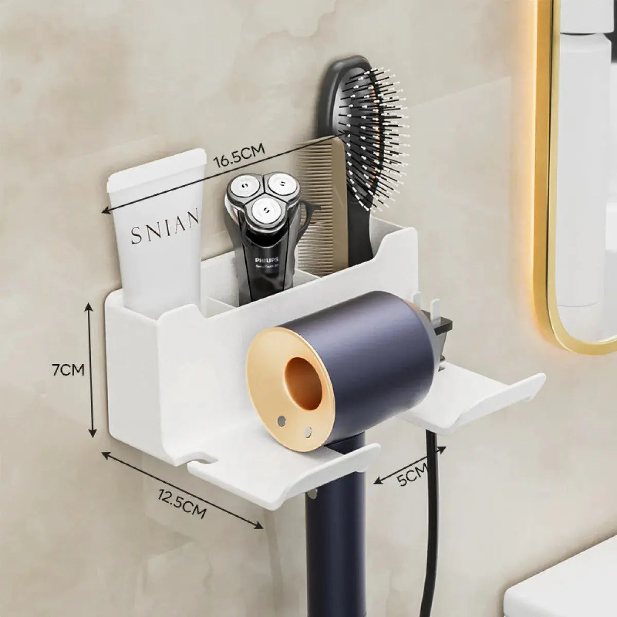 Sleek Wall Hair Dryer Organizer